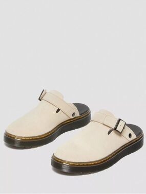 Dr. Martens Carlson Cream Suede Buckle Mule